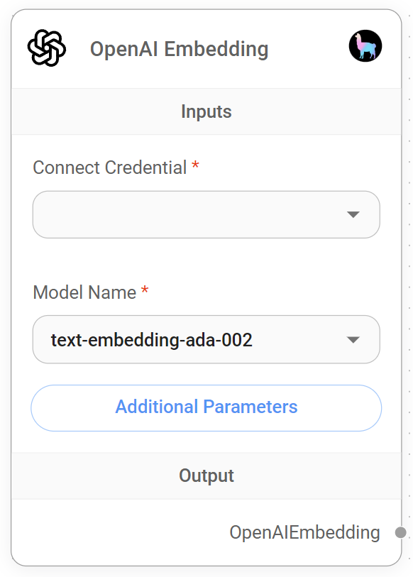 <p>OpenAI Embedding Node</p>